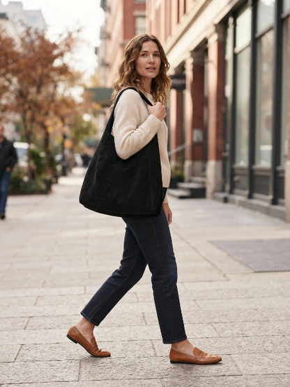 Bolso tote de ante