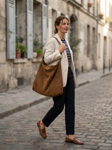 Bolso tote de ante